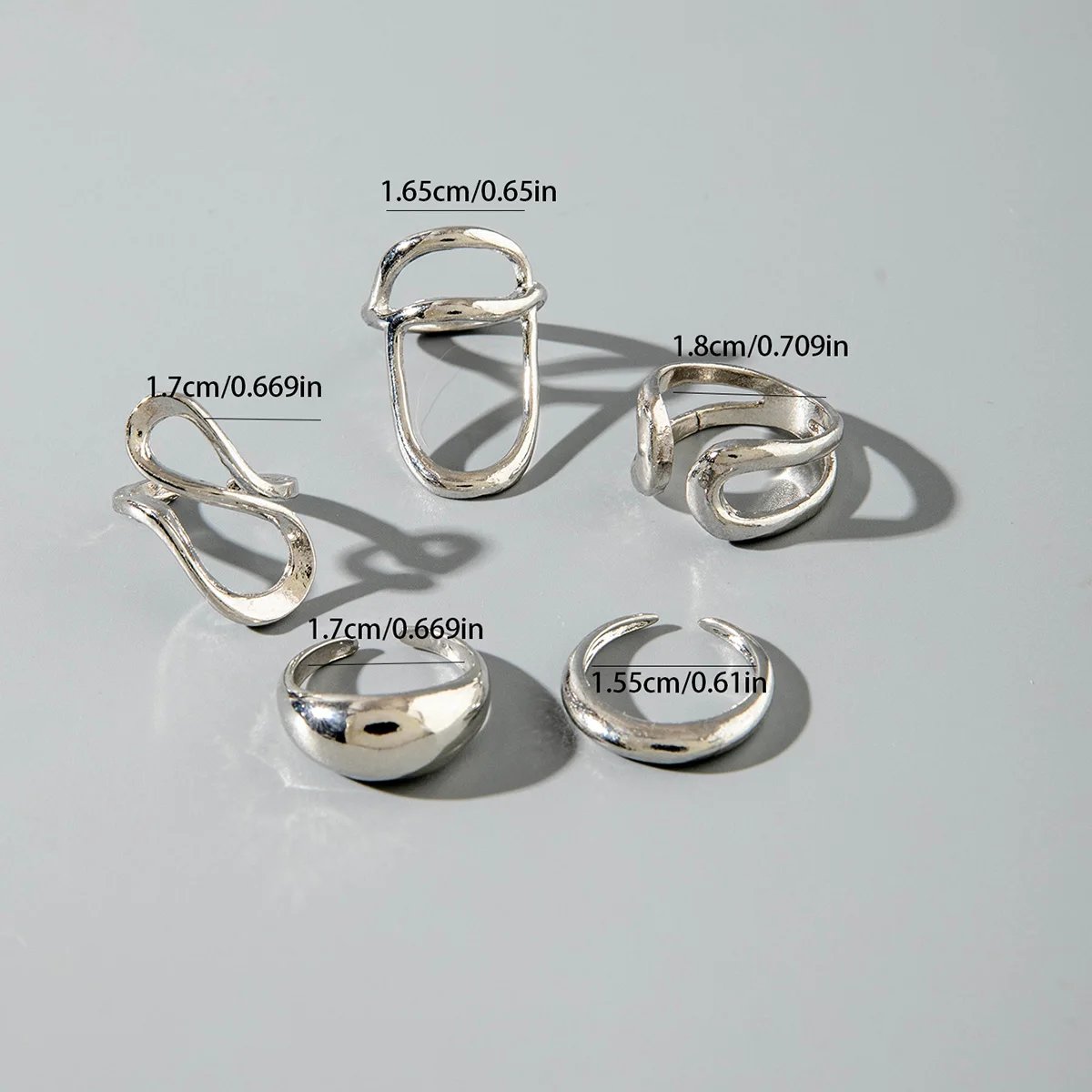 Tocona Fashion Gold Color Lrregular Intersect Ring Sets for Women Classic Smooth Wave Finger Rings Party Jewelry 6pc/set