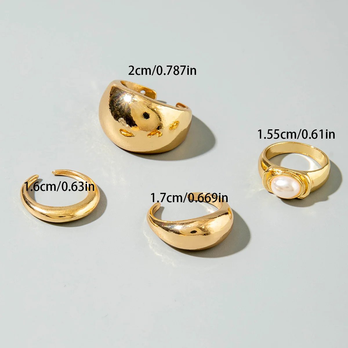 Tocona Fashion Gold Color Lrregular Intersect Ring Sets for Women Classic Smooth Wave Finger Rings Party Jewelry 6pc/set