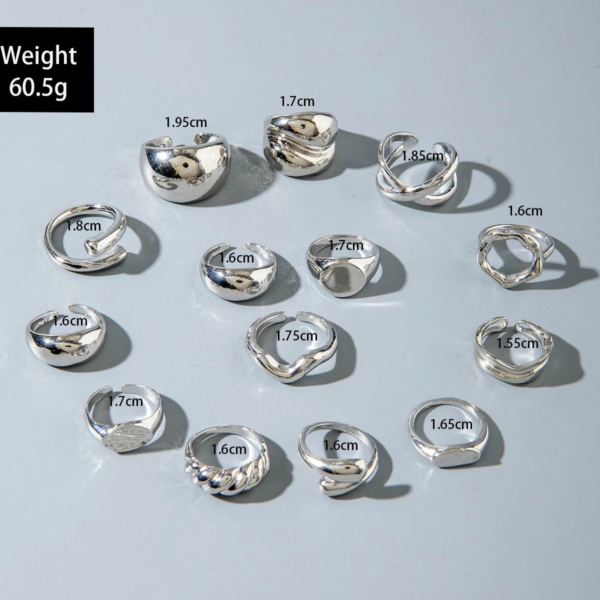 Tocona Fashion Gold Color Lrregular Intersect Ring Sets for Women Classic Smooth Wave Finger Rings Party Jewelry 6pc/set