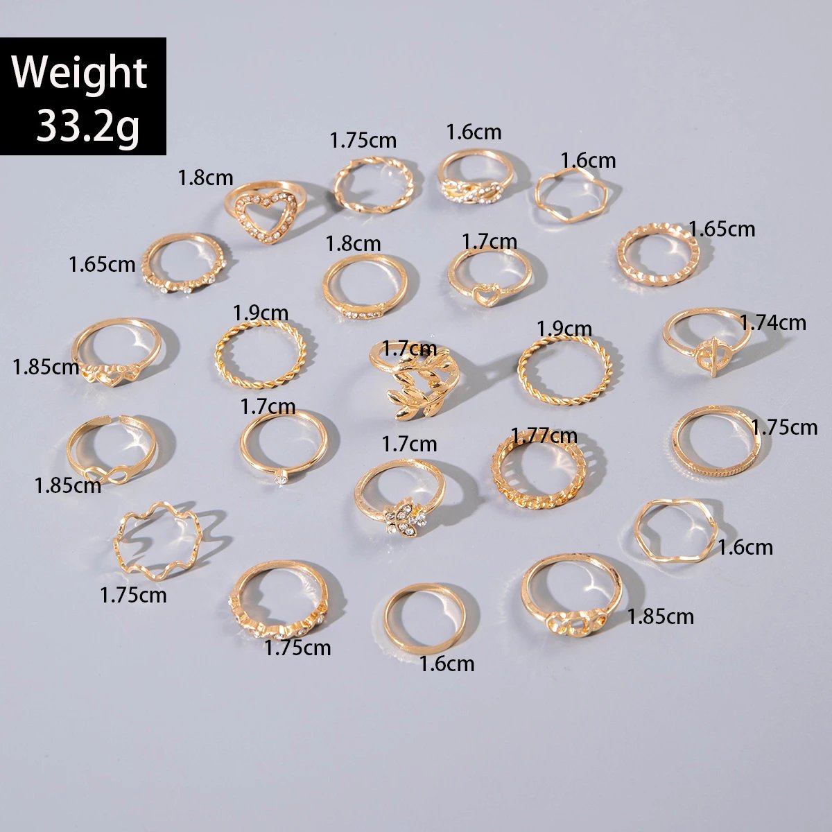 Tocona Fashion Gold Color Lrregular Intersect Ring Sets for Women Classic Smooth Wave Finger Rings Party Jewelry 6pc/set