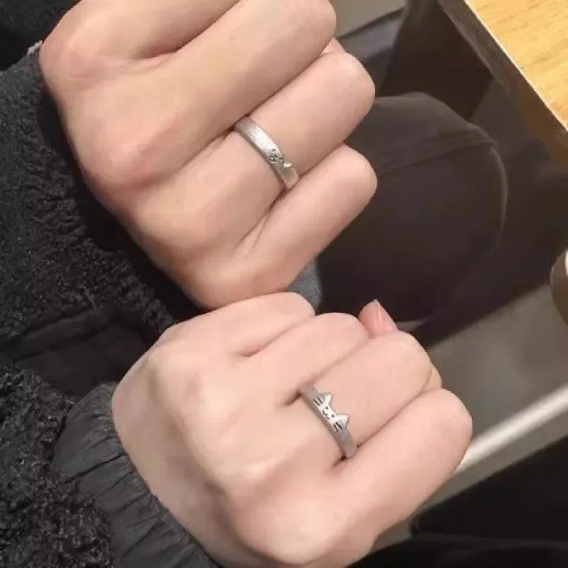 1/2pcs New Lovely Cat Dog Animal Couple Ring for Couple Handmade Opening Adjustable Rings Valentine's Day Rings Fashion Jewelry - Image 4