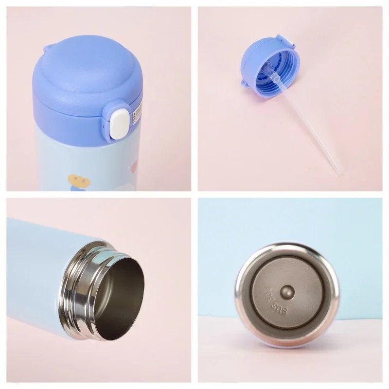 380ML Thermos Vacuum Flask Cute Cartoon 304 Stainless Steel Thermal Water Bottle Insulated Straw Cups Tumbler Drinkware - Image 6