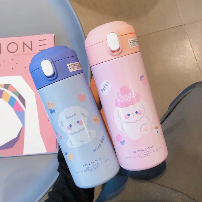 380ML Thermos Vacuum Flask Cute Cartoon 304 Stainless Steel Thermal Water Bottle Insulated Straw Cups Tumbler Drinkware - Image 3