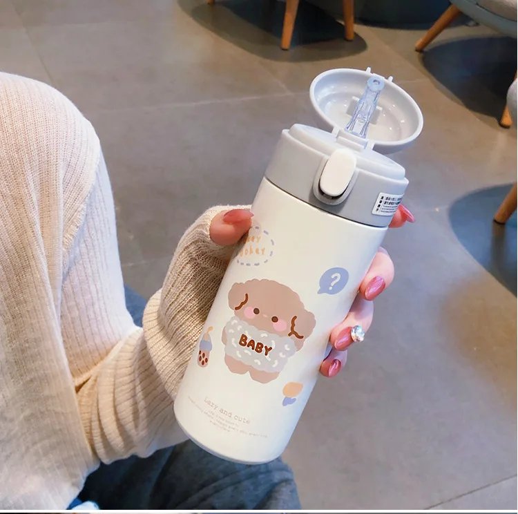 380ML Thermos Vacuum Flask Cute Cartoon 304 Stainless Steel Thermal Water Bottle Insulated Straw Cups Tumbler Drinkware 380ML Thermos Vacuum Flask Cute Cartoon 304 Stainless Steel Thermal Water Bottle Insulated Straw Cups Tumbler Drinkware