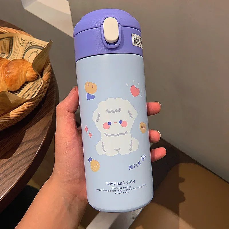 380ML Thermos Vacuum Flask Cute Cartoon 304 Stainless Steel Thermal Water Bottle Insulated Straw Cups Tumbler Drinkware - Image 4