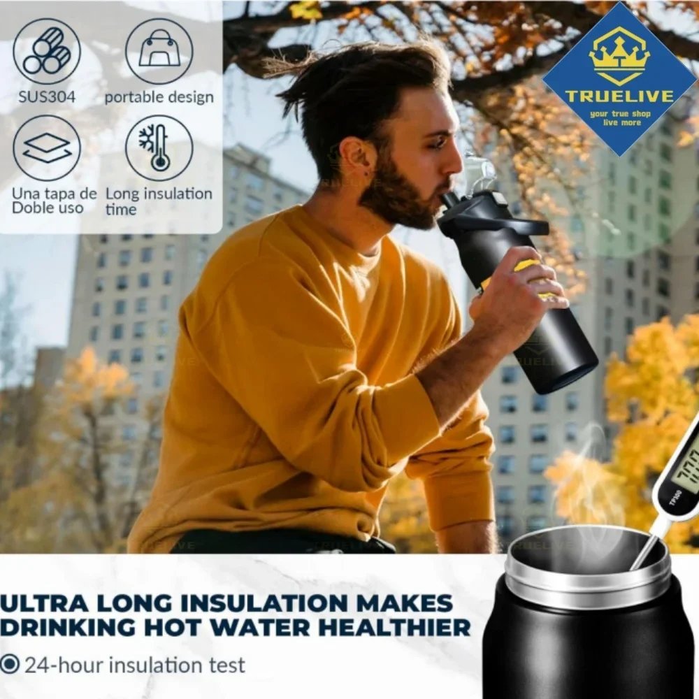 Outdoor Thermos Thermal Mug 26oz/33oz/40oz/50oz Stainless Steel Vacuum Flasks Cold and Hot Sports Water Bottle with Straw Outdoor Thermos Thermal Mug 26oz/33oz/40oz/50oz Stainless Steel Vacuum Flasks Cold and Hot Sports Water Bottle with Straw