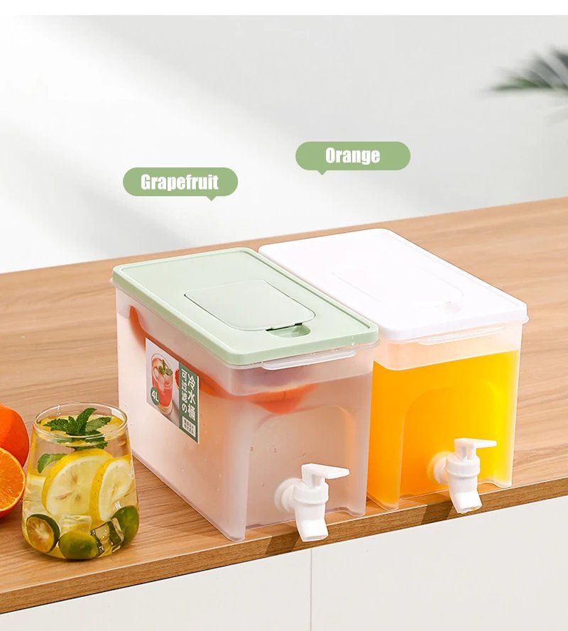 4L Cold Kettle Refrigerator With Faucet Household Lemonade Bottle Drinkware Cold Water Container For Kitchen Cool Water Bucket 4L Cold Kettle Refrigerator With Faucet Household Lemonade Bottle Drinkware Cold Water Container For Kitchen Cool Water Bucket