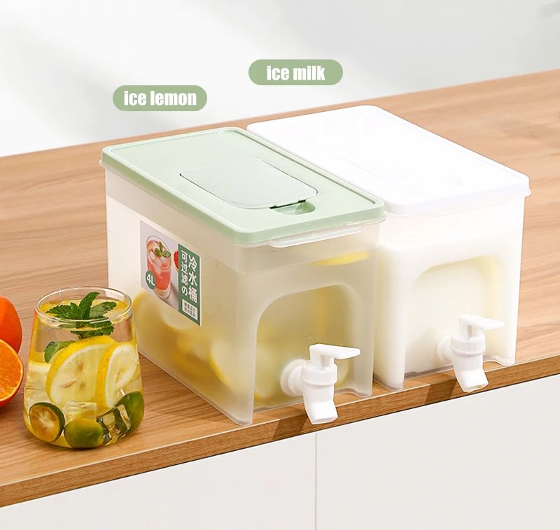 4L Cold Kettle Refrigerator With Faucet Household Lemonade Bottle Drinkware Cold Water Container For Kitchen Cool Water Bucket 4L Cold Kettle Refrigerator With Faucet Household Lemonade Bottle Drinkware Cold Water Container For Kitchen Cool Water Bucket