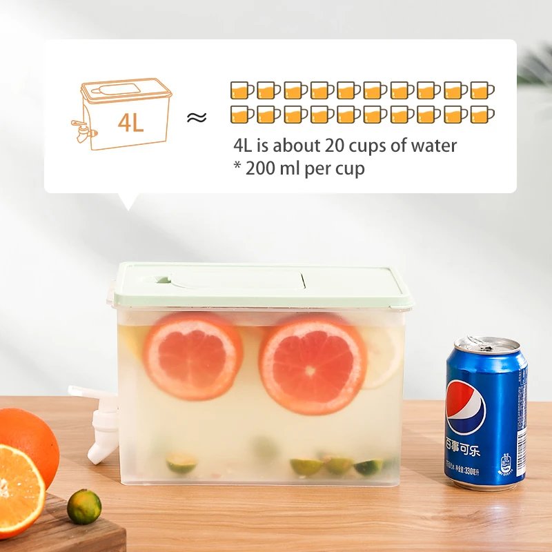 4L Cold Kettle Refrigerator With Faucet Household Lemonade Bottle Drinkware Cold Water Container For Kitchen Cool Water Bucket - Image 4