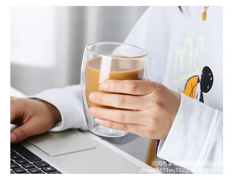 Heat Resistant Double Wall Glass Cup 80-650Ml Beer Milk Coffee Water Cups Transparent Cup Wholesale Glass Drinkware Mug Set Gift