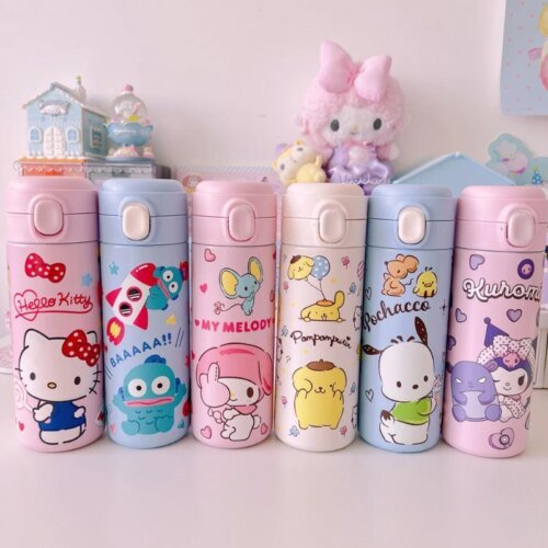 Stainless Steel Thermal Cup Cartoon Pattern Portable Coffee Cups Keep Cold and Hot Drinkware Outdoor Water Cup Birthday Gifts